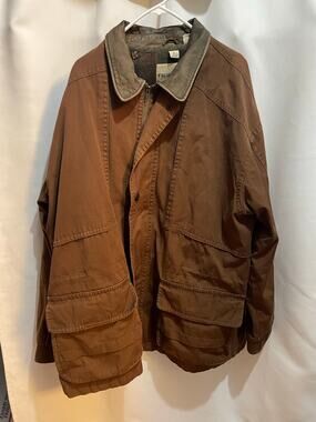 Vintage Fieldmaster Field Jacket Mens XL Brown Cotton Genuine Leather Collar